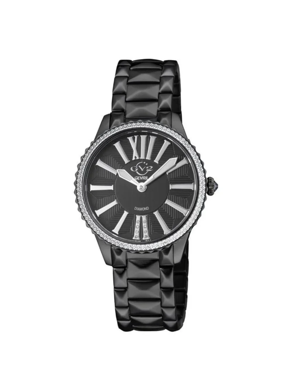 NWT Gv2 By Gevril Siena Quartz Black Dial Ladies Watch
